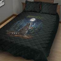 Raccoon Stay Wild Stay Cozy Camping Quilt Bed Set Starry Night Forest Wildlife