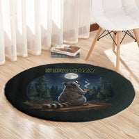 Raccoon Stay Wild Stay Cozy Camping Round Carpet Starry Night Forest Wildlife