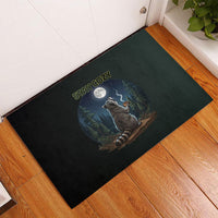 Raccoon Stay Wild Stay Cozy Camping Rubber Doormat Starry Night Forest Wildlife
