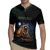 Raccoon Stay Wild Stay Cozy Camping Rugby Jersey Starry Night Forest Wildlife