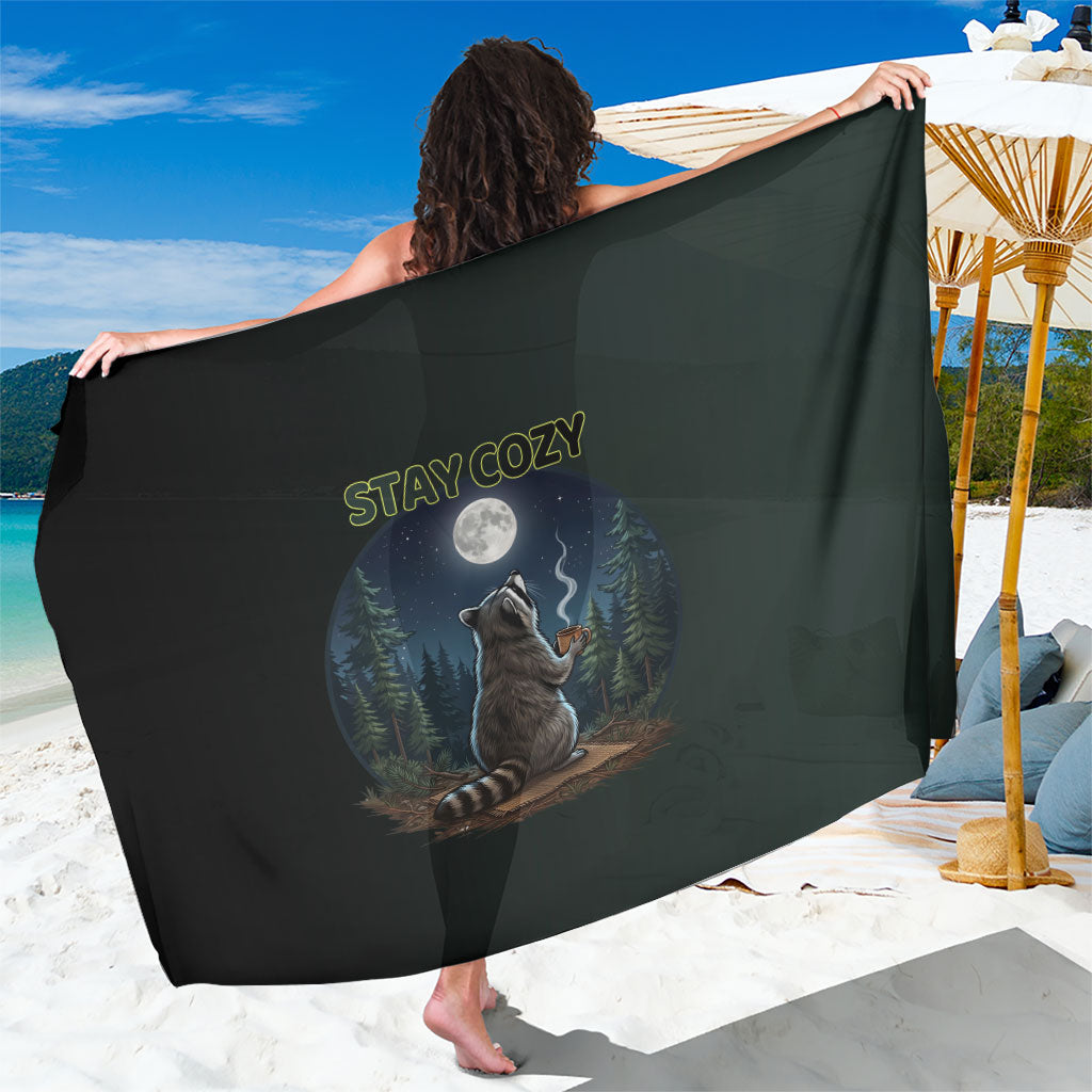 Raccoon Stay Wild Stay Cozy Camping Sarong Starry Night Forest Wildlife