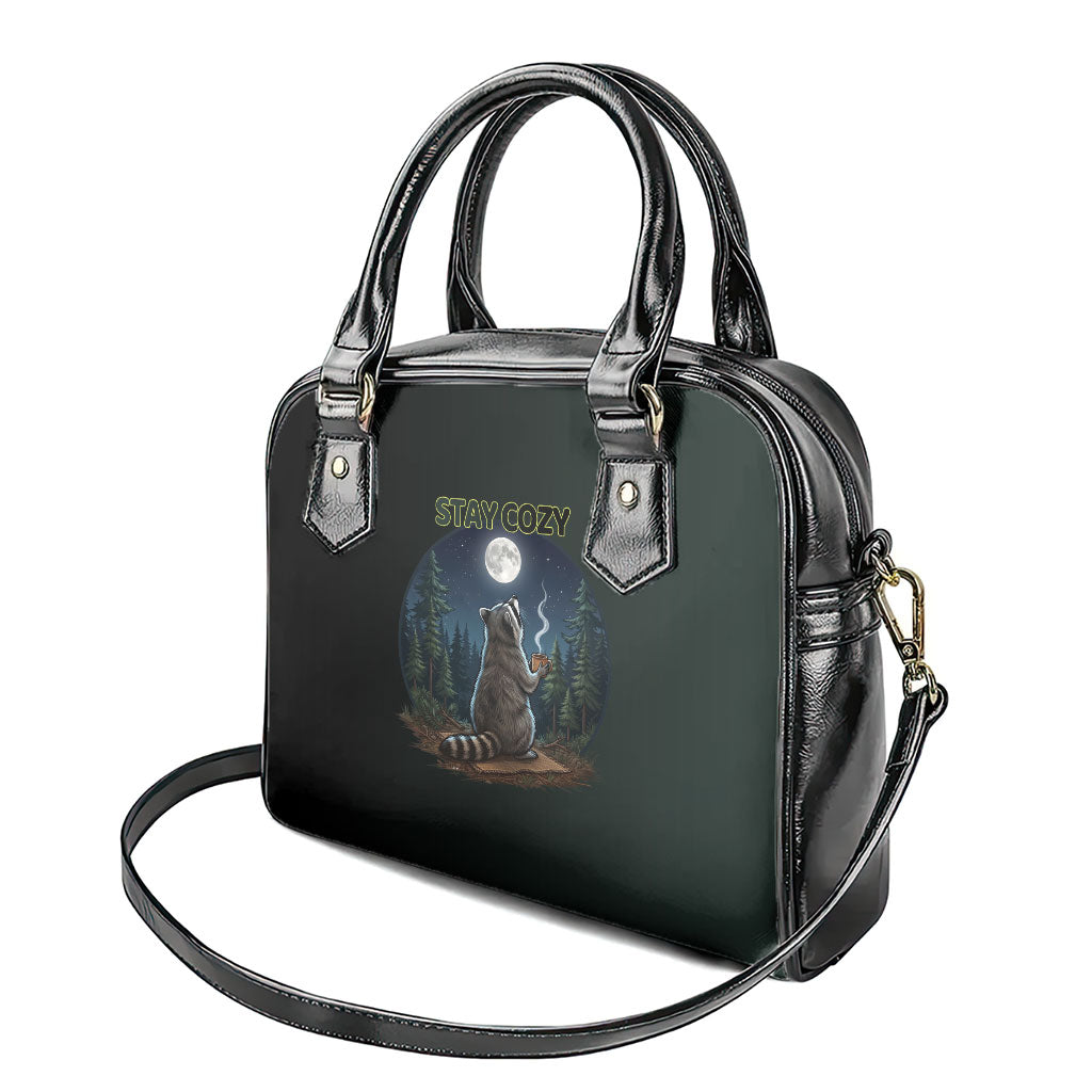 Raccoon Stay Wild Stay Cozy Camping Shoulder Handbag Starry Night Forest Wildlife