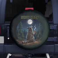Raccoon Stay Wild Stay Cozy Camping Spare Tire Cover Starry Night Forest Wildlife