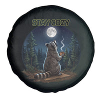 Raccoon Stay Wild Stay Cozy Camping Spare Tire Cover Starry Night Forest Wildlife