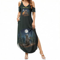 Raccoon Stay Wild Stay Cozy Camping Summer Maxi Dress Starry Night Forest Wildlife