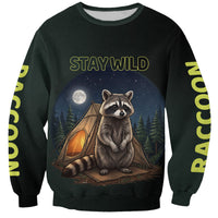 Raccoon Stay Wild Stay Cozy Camping Sweatshirt Starry Night Forest Wildlife