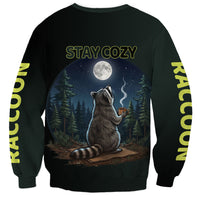 Raccoon Stay Wild Stay Cozy Camping Sweatshirt Starry Night Forest Wildlife