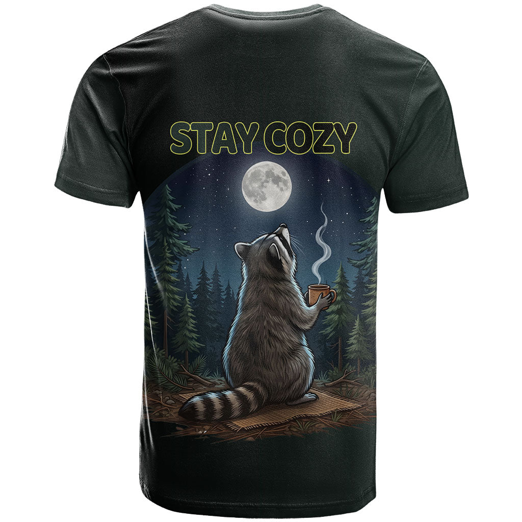 Raccoon Stay Wild Stay Cozy Camping T Shirt Starry Night Forest Wildlife