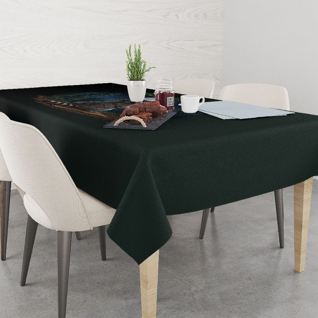 Raccoon Stay Wild Stay Cozy Camping Tablecloth Starry Night Forest Wildlife