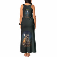 Raccoon Stay Wild Stay Cozy Camping Tank Maxi Dress Starry Night Forest Wildlife