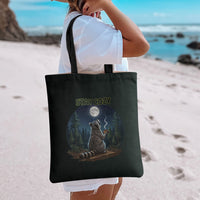Raccoon Stay Wild Stay Cozy Camping Tote Bag Starry Night Forest Wildlife
