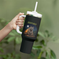 Raccoon Stay Wild Stay Cozy Camping Tumbler With Handle Starry Night Forest Wildlife