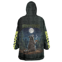 Raccoon Stay Wild Stay Cozy Camping Wearable Blanket Hoodie Starry Night Forest Wildlife