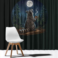 Raccoon Stay Wild Stay Cozy Camping Window Curtain Starry Night Forest Wildlife