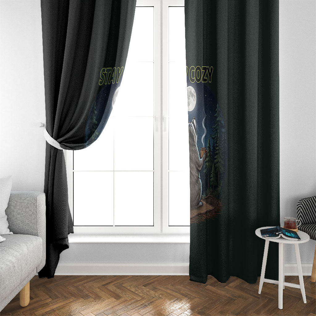 Raccoon Stay Wild Stay Cozy Camping Window Curtain Starry Night Forest Wildlife