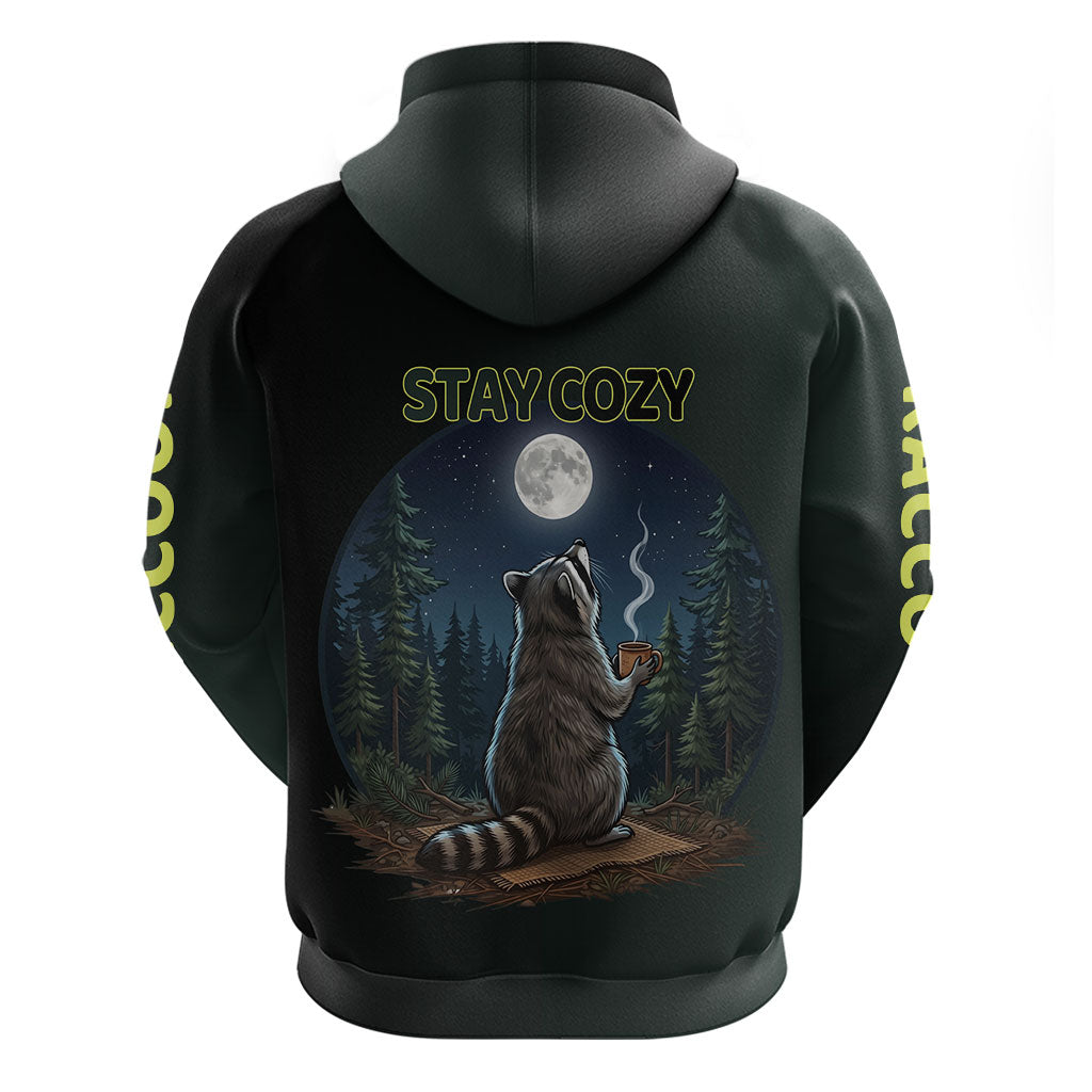 Raccoon Stay Wild Stay Cozy Camping Zip Hoodie Starry Night Forest Wildlife