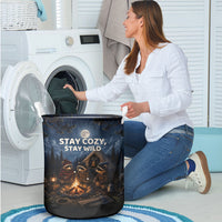 Raccoons Campfire Stay Cozy Stay Wild Laundry Basket Starry Night Forest Wildlife
