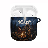 Raccoons Campfire Stay Cozy Stay Wild AirPods Case Starry Night Forest Wildlife
