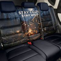 Raccoons Campfire Stay Cozy Stay Wild Back Car Seat Cover Starry Night Forest Wildlife
