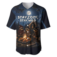 Raccoons Campfire Stay Cozy Stay Wild Baseball Jersey Starry Night Forest Wildlife