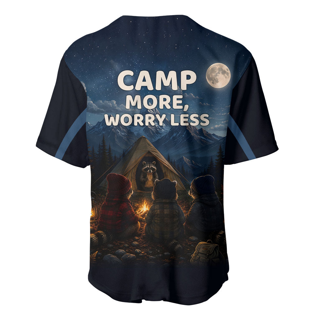 Raccoons Campfire Stay Cozy Stay Wild Baseball Jersey Starry Night Forest Wildlife