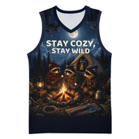 Raccoons Campfire Stay Cozy Stay Wild Basketball Jersey Starry Night Forest Wildlife