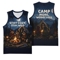 Raccoons Campfire Stay Cozy Stay Wild Basketball Jersey Starry Night Forest Wildlife