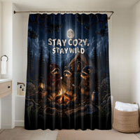 Raccoons Campfire Stay Cozy Stay Wild Bathroom Set Starry Night Forest Wildlife