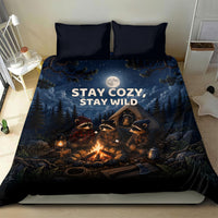 Raccoons Campfire Stay Cozy Stay Wild Bedding Set Starry Night Forest Wildlife