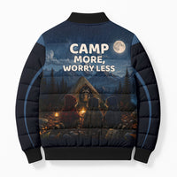Raccoons Campfire Stay Cozy Stay Wild Bomber Puffer Jacket Starry Night Forest Wildlife