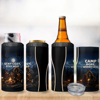 Raccoons Campfire Stay Cozy Stay Wild 4 in 1 Can Cooler Tumbler Starry Night Forest Wildlife