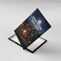Raccoons Campfire Stay Cozy Stay Wild Canvas Wall Art Starry Night Forest Wildlife