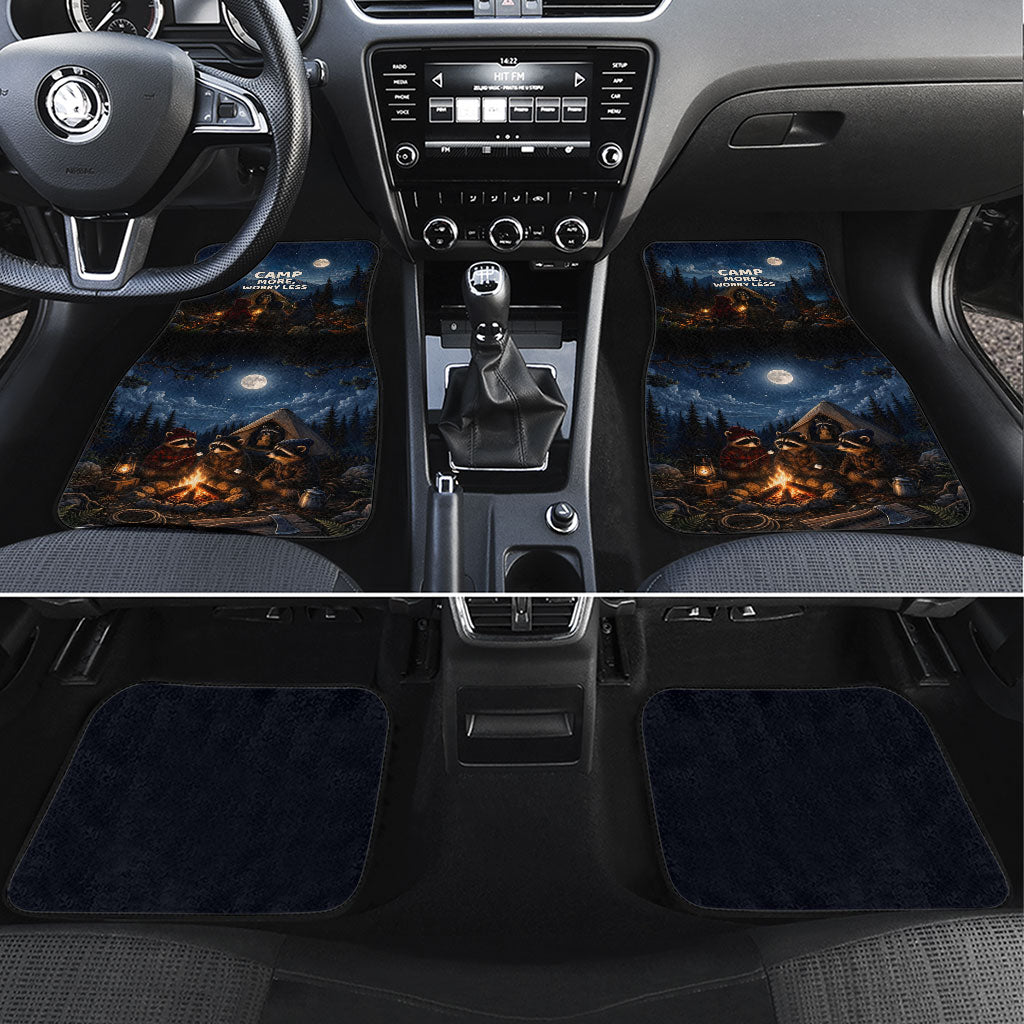 Raccoons Campfire Stay Cozy Stay Wild Car Mats Starry Night Forest Wildlife