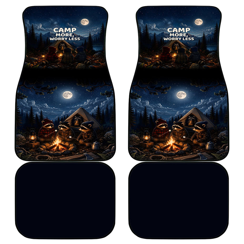 Raccoons Campfire Stay Cozy Stay Wild Car Mats Starry Night Forest Wildlife