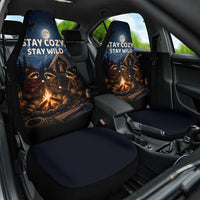 Raccoons Campfire Stay Cozy Stay Wild Car Seat Cover Starry Night Forest Wildlife