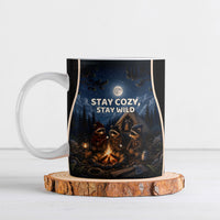 Raccoons Campfire Stay Cozy Stay Wild Ceramic Mug Starry Night Forest Wildlife