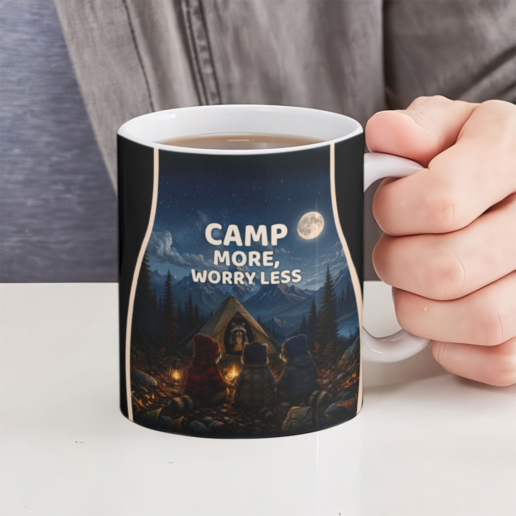 Raccoons Campfire Stay Cozy Stay Wild Ceramic Mug Starry Night Forest Wildlife