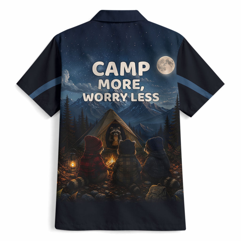 Raccoons Campfire Stay Cozy Stay Wild Hawaiian Shirt Starry Night Forest Wildlife