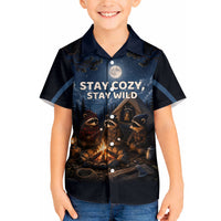 Raccoons Campfire Stay Cozy Stay Wild Hawaiian Shirt Starry Night Forest Wildlife
