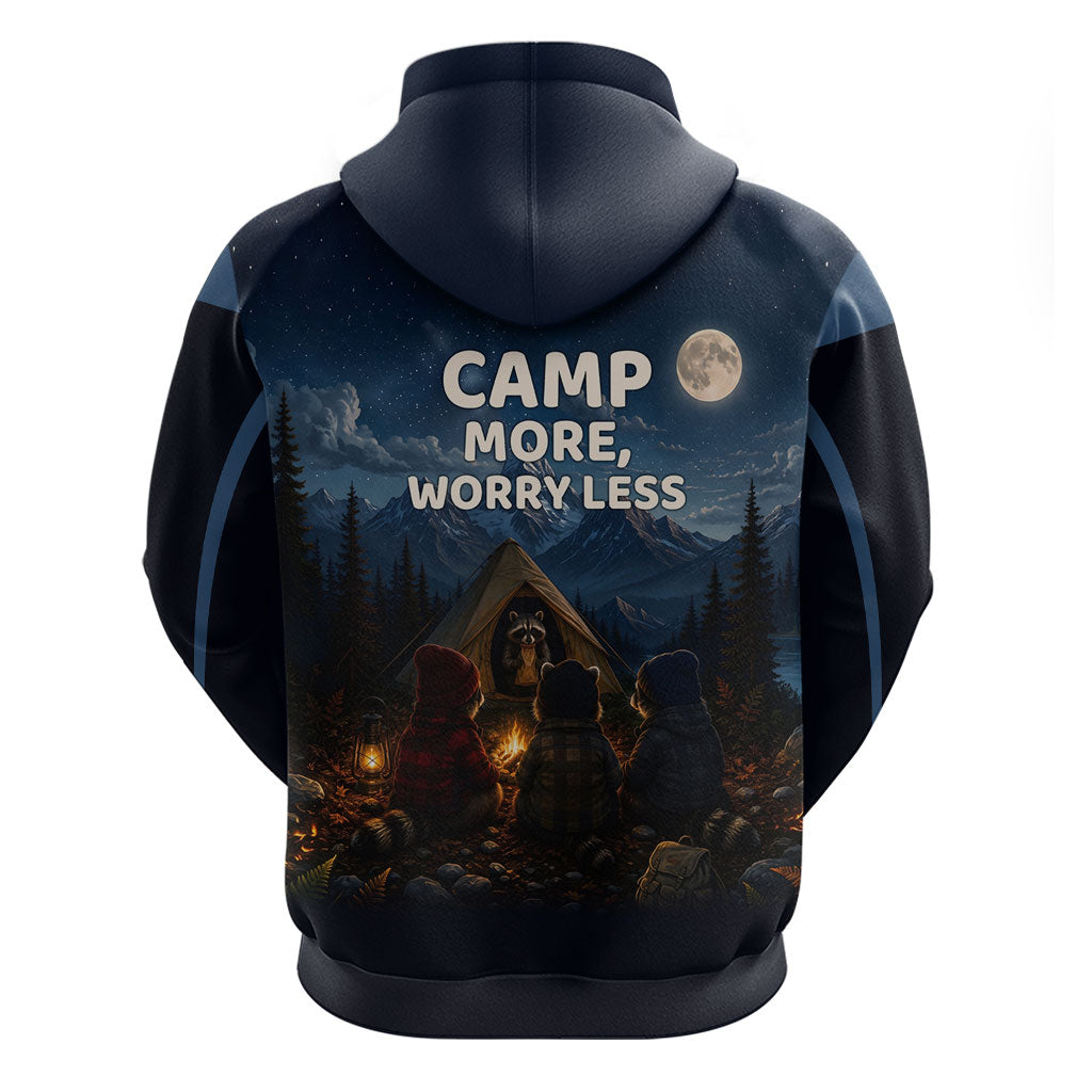 Raccoons Campfire Stay Cozy Stay Wild Hoodie Starry Night Forest Wildlife