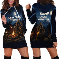 Raccoons Campfire Stay Cozy Stay Wild Hoodie Dress Starry Night Forest Wildlife