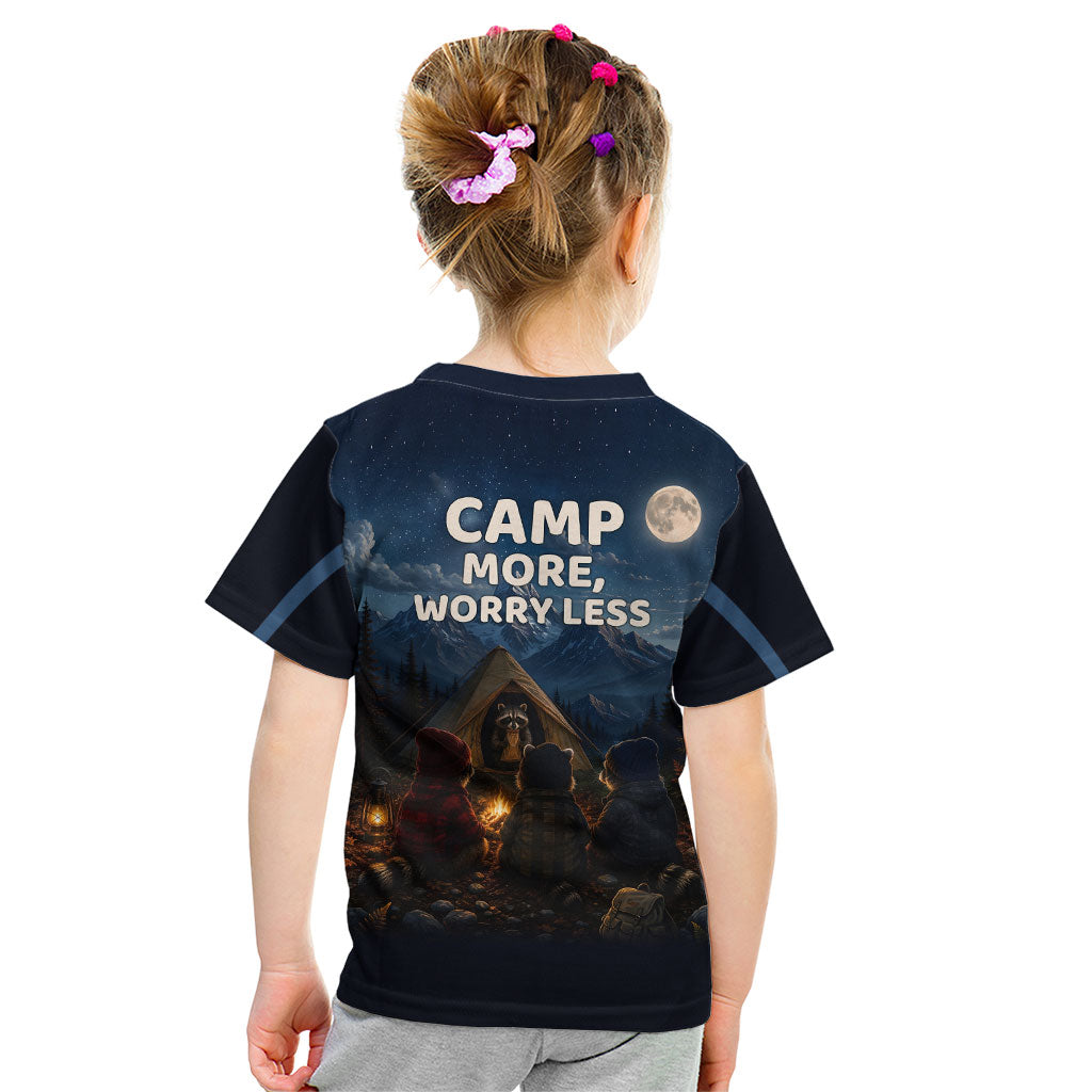 Raccoons Campfire Stay Cozy Stay Wild Kid T Shirt Starry Night Forest Wildlife