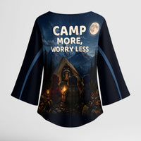 Raccoons Campfire Stay Cozy Stay Wild Kimono Sleeve Blouse Starry Night Forest Wildlife