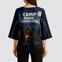 Raccoons Campfire Stay Cozy Stay Wild Kimono Sleeve Blouse Starry Night Forest Wildlife