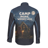 Raccoons Campfire Stay Cozy Stay Wild Long Sleeve Button Shirt Starry Night Forest Wildlife