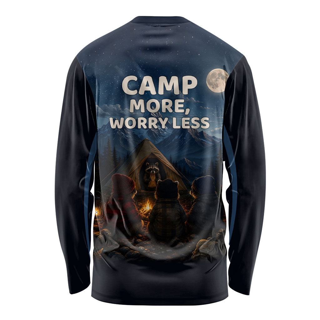 Raccoons Campfire Stay Cozy Stay Wild Long Sleeve Shirt Starry Night Forest Wildlife