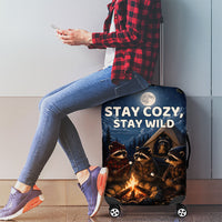 Raccoons Campfire Stay Cozy Stay Wild Luggage Cover Starry Night Forest Wildlife