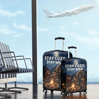 Raccoons Campfire Stay Cozy Stay Wild Luggage Cover Starry Night Forest Wildlife