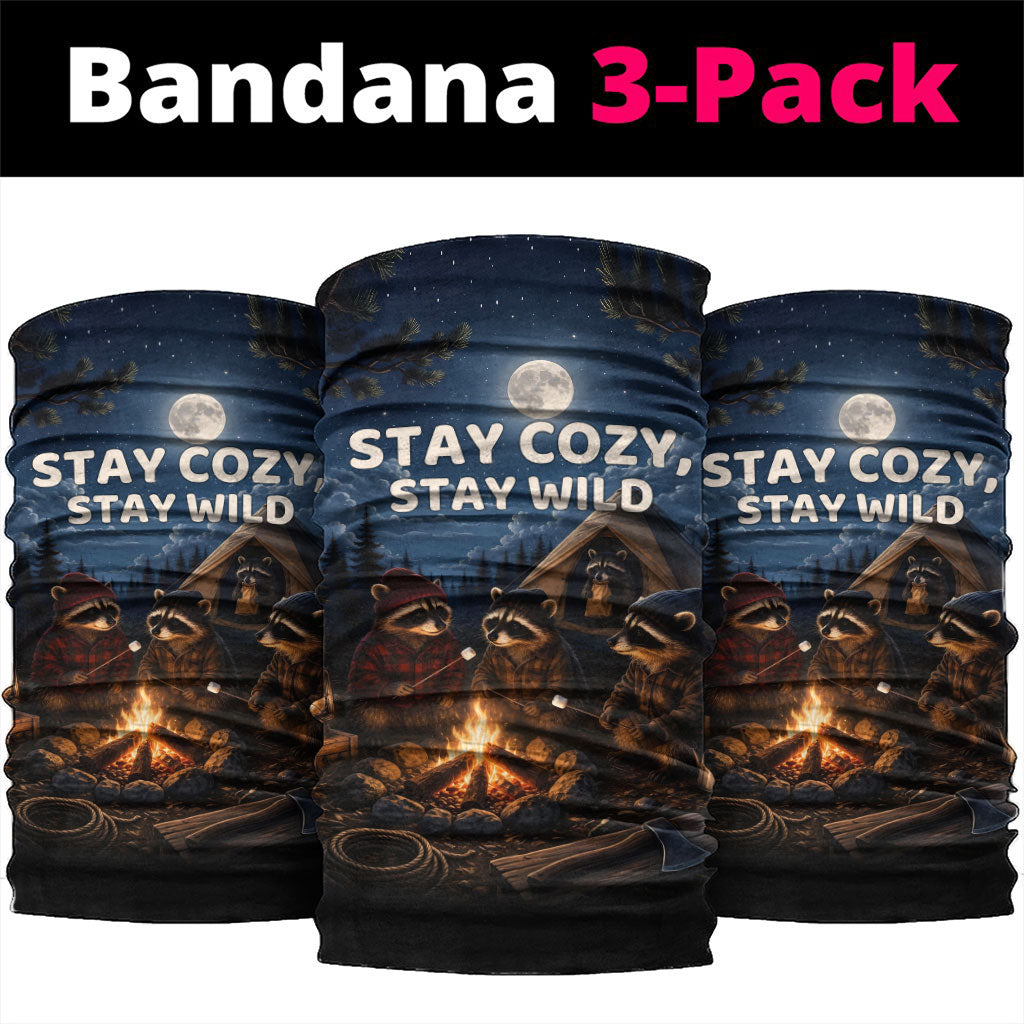 Raccoons Campfire Stay Cozy Stay Wild Neck Gaiter Starry Night Forest Wildlife