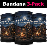 Raccoons Campfire Stay Cozy Stay Wild Neck Gaiter Starry Night Forest Wildlife